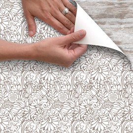 Con-Tact Brand Creative Covering Self-Adhesive Shelf and Drawer Liner, 18" x9', Batik Taupe (09F-C9A243-12)