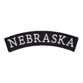 PatchStop Nebraska State Top Rocker Biker Patches for Vests Motorcycle Jackets Jeans - 4x1.25in Small Iron On USA Travel Souvenir Embroidered Emblem - DIY Sew On Patch to Hats Backpacks Luggage