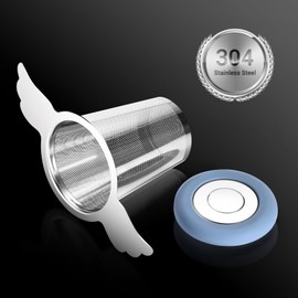 3Pcs Tea Infuser Steeper Basket Extra Fine Mesh with Lid/Drip Tray for Loose Leaf Tea, 304 Stainless Steel Loose Tea Strainer Filter with Big Capacity＆Extended Handles, Fit Cup Mug Jar Teapot Kettle