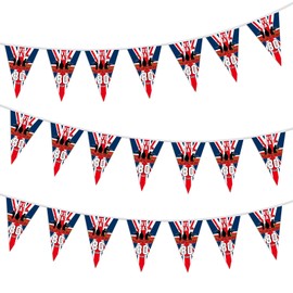 VE Day Anniversary Banner, Victory In Europe Decorations, 80th VE Day Anniversary Flag, Celebration VE Day Bunting Banner for Garden Outdoors Decorations(21 * 14cm)