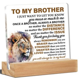 Brother Gifts, Brother Christmas Birthday Gifts, Acrylic Desk Plaque Sign 4 x 4 Inches
