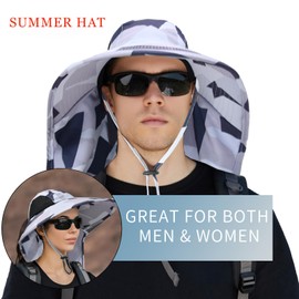 Sun Hat for Men Women with Neck Flap,UPF 50+ UV Protective Hiking Fishing Hats,Wide Brim Sun Hat for Women&Men