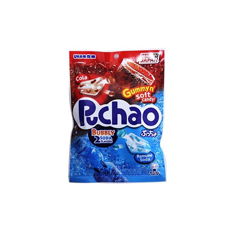 Puchao Gummy n' Soft Candy, Cola and Ramune Soda Flavors,