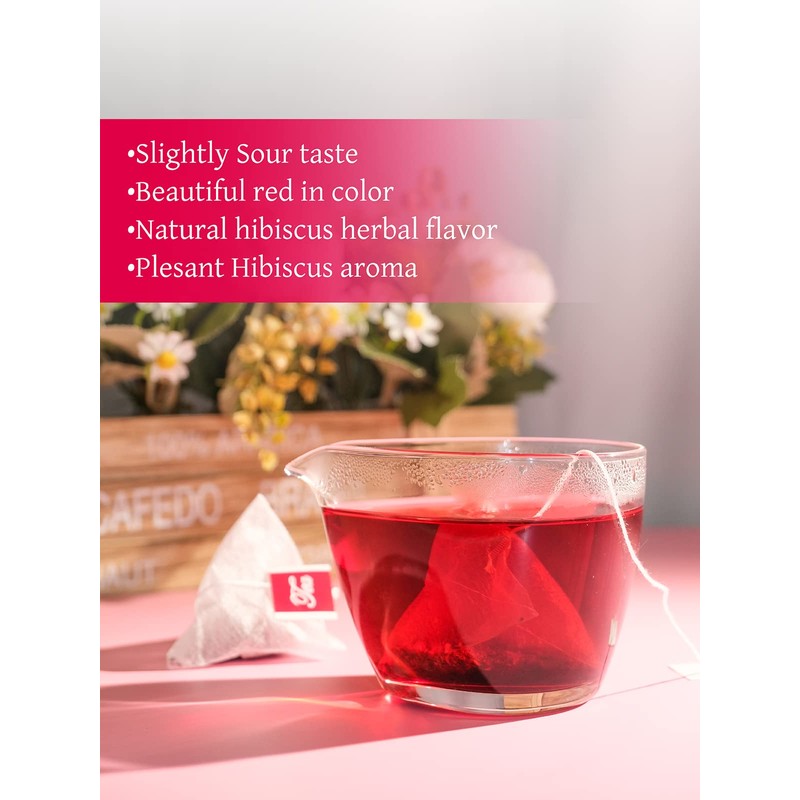 TeeLux Hibiscus Tea Bags, Natural Hibiscus Flowers Herbal Tea, Caffeine