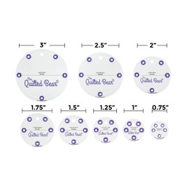 The Quilted Bear Circle Quilting Templates - Set of 8 Non-Slip Clear Acrylic Patchwork Quilt Templates, Quilting Accessories for Patchwork, Dressmaking and Sewing (3/4 inch - 3 inches)