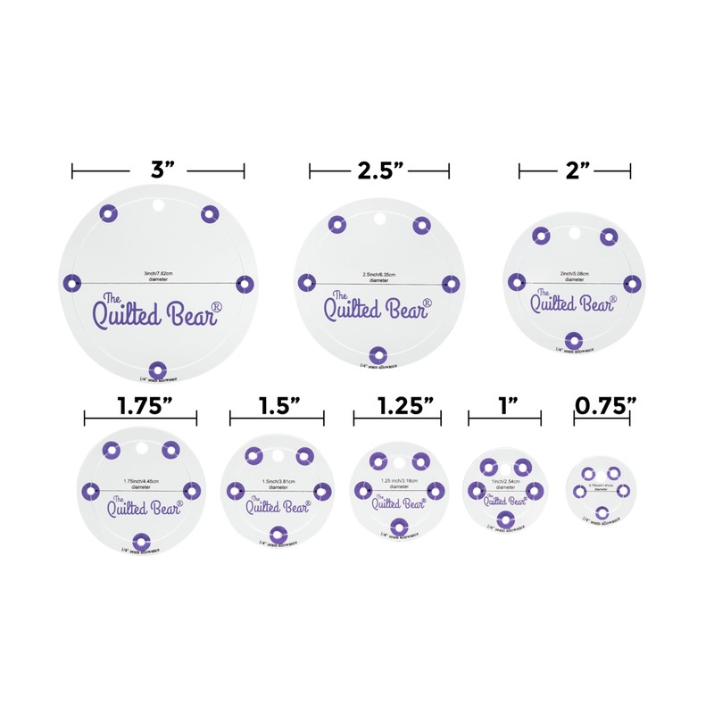 The Quilted Bear Circle Quilting Templates - Set of 8
