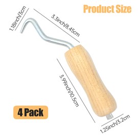 GEARLINTON Rebar Twister with Wooden Handle Concrete Iron Wire Tie Twister Tool Hand Steel Tie Tool for Fence Twisting, 4 Pack