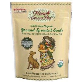 CARNA4 Flora4 Sprouted Seeds Food Topper for Dogs & Cats, Greens Plus Blend with Broccoli & Chia, Rich in Natural Probiotics & Digestive Enzymes, Synthetic-Free Whole Food Supplement 18oz