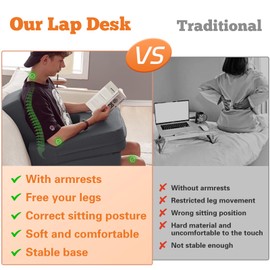 comehealthy Reading Pillow for Gaming, Lap Desk for Laptop, Memory Foam Gaming Pillow for Lap, Lap Laptop Desk with Back Rest Pillow, Lap Cushy Desk for Reading Working or Crocheting(Grey)