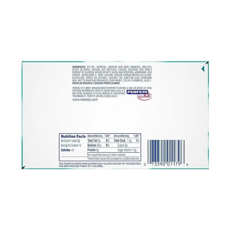 Mentos Pure Fresh Sugar-Free Chewing Gum , Wintergreen, 15 Piece