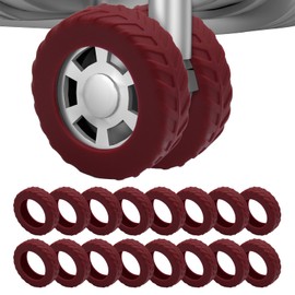 loooghom 16Pcs Luggage Wheel Covers,Silicone Suitcase Cover for 2-2.4'' Spinner Wheel, Carry On Luggage Wheels Protector,Upgrade Suitcase Wheels Protective,Essential Travel Accessories (Wine Red)