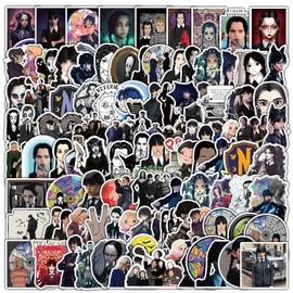 Wednesday Addams Stickers,100 PCS Wednesday Graffiti Vinyl Waterproof Decals for Water Bottles Computer Bicycle Skateboard Luggage Phone Pad Laptop Kids Teens Stickers Pack