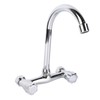Wall Mount Kitchen Stainless Steel Smooth Surface 2 Handles Faucet