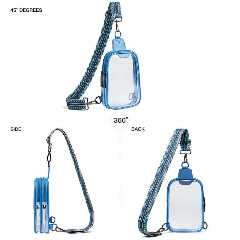 LATMAP Double Zipper Clear Bags Stadium Approved Crossbody Sling Bag