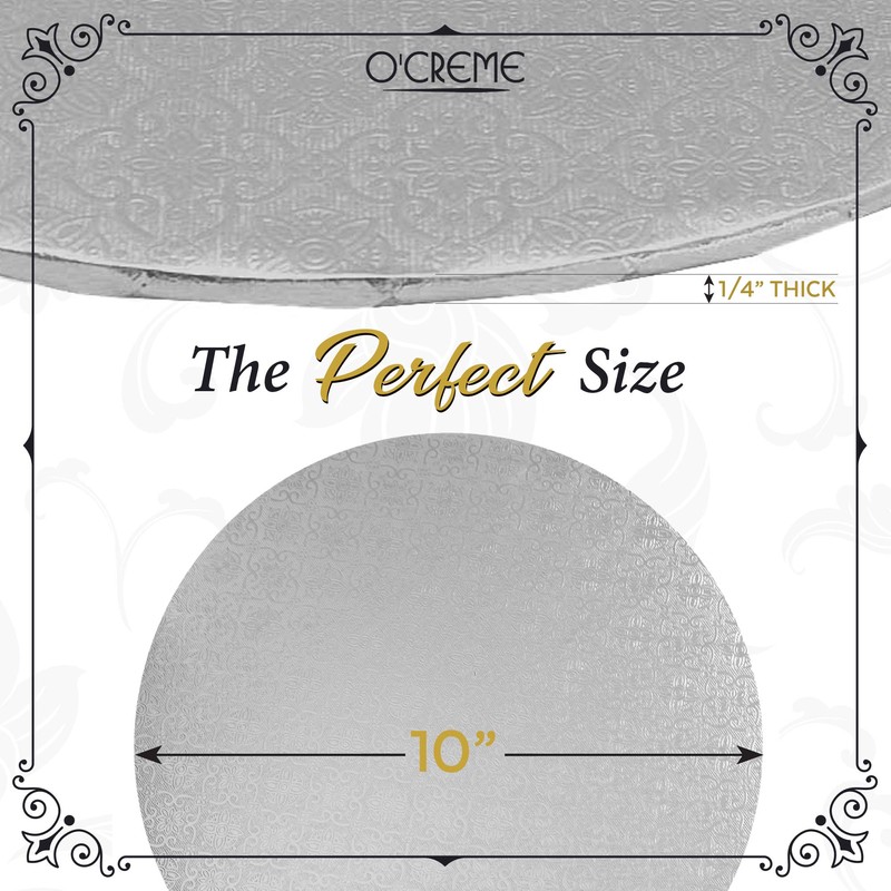 O'CREME Silver Wraparound Cake Pastry Round Drum Board 1/4 Inch