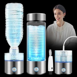 IUHFSIFS 3 in 1 4.0 Upgrade Hydrogen Water Bottle【SGS Certification - Hydrogen Content 3000PPB】【0 Chlorine & 0 Ozone & 0 Heavy Metals】Hydrogen Water Bottle with Hydrogen Absorption Device, 2 Brush