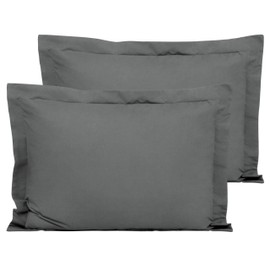 FLXXIE 2 Pack Microfiber Pillow Shams, Ultra Soft and Premium Quality, 20" x 26" (Dark Grey, Standard)