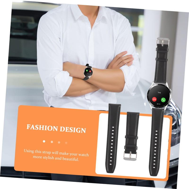 OHPHCALL Watch Band for Leather Replacement Strap Black Unisex Design