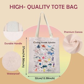 Find Movie Nemo Tote Bag Cartoon Movie Fans Gift Dory Squirt Clownfish Lover Gift Cartoon Movie Handbags (Finding fish Alphabet 1uk)