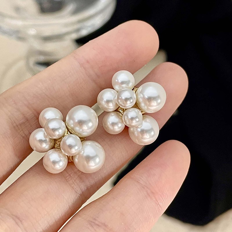 Xduargs Boho Perlen Cluster Ohrringe Gold Cluster Perlen Ohrstecker Ohrringe