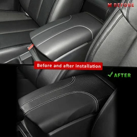INTGET Car Center Console Armrest Cover for Nissan Rogue 2014-2020 Nissan Rogue Sport Accessories 2017-2021 2022 Leather Elbow Arm Rest Cover Pad Protector Saver (Black with Carbon Fiber Leather)