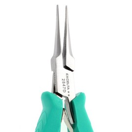 Excelta 2847D Medium Needle Nose Pliers, 5.75 Inch, Stainless Steel, Serrated Jaws, Tapered Tip, Dual Leaf Springs, Ergonomic Grip, ESD Safe, Professional Precision Tool, Intermediate