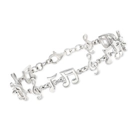 Ross-Simons Sterling Silver Musical Note Bracelet. 8 inches