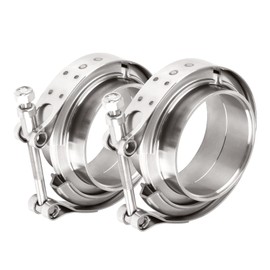 DOCAS 2pcs Diameter 50.8 mm (2.0 Inch) V-Band Clamp + Flanges Complete Stainless Steel Extra Turbo Hose, Stainless Steel V Band Clamp Set Turbo Exhaust System Quick Release