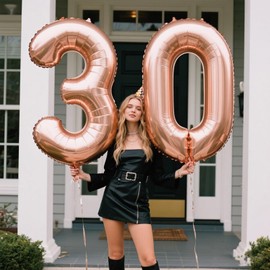 40 Inch Rose Gold Balloon Number 30 Balloon,Jumbo Mylar Foil Helium Balloon for 30 Digital Balloons for Birthday Party,Wedding Anniversary Party Decorations