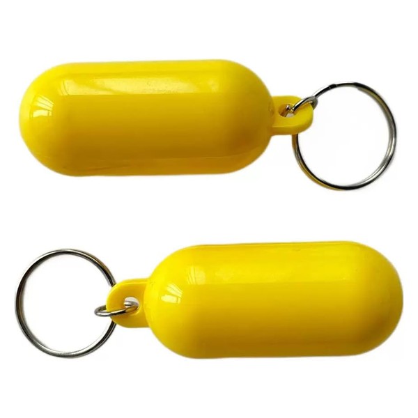 Rosojodg 2 Pcs Bright Yellow Buoy Floating Key Chain Pills-Shape