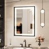 Keonjinn 24 x 32 Inch Black LED Bathroom Mirror with