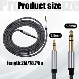 6.6 Feet 1/4 to 1/8 TRS 3.5mm to 6.35mm Bidirectional Stereo Auxiliary Audio Cable Stereo Cable Audio Adapter with Zinc Alloy Nylon Braid for Guitar, Laptop, Home Theater Devices, Speaker Amplifiers