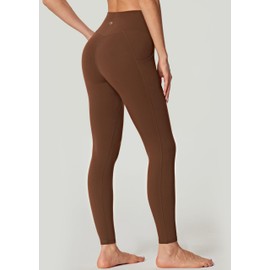 IUGA No Front Seam Buttery Soft Leggings for Women with Pockets Tummy Control Workout Leggings High Waisted Yoga Pants Brown