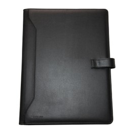Monolith 2900 Leather Look PU Conference Folder with A4 Pad - Black