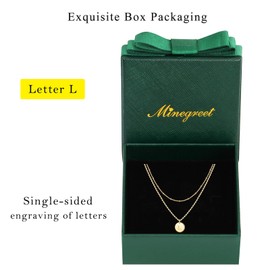 Minegreet Gold Initial Necklaces for Women,15K Gold Filled Hammered Gold Coin Necklaces for Women Initial Necklace Layered Initial Necklaces for Women Teen Girl Jewelry(L)