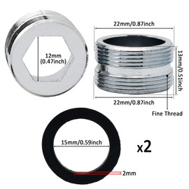 2pcs Faucet Aerator Adapter,22mm Male To 22mm Male Fine Thread Brass Sink Faucet Adapter for Connecting