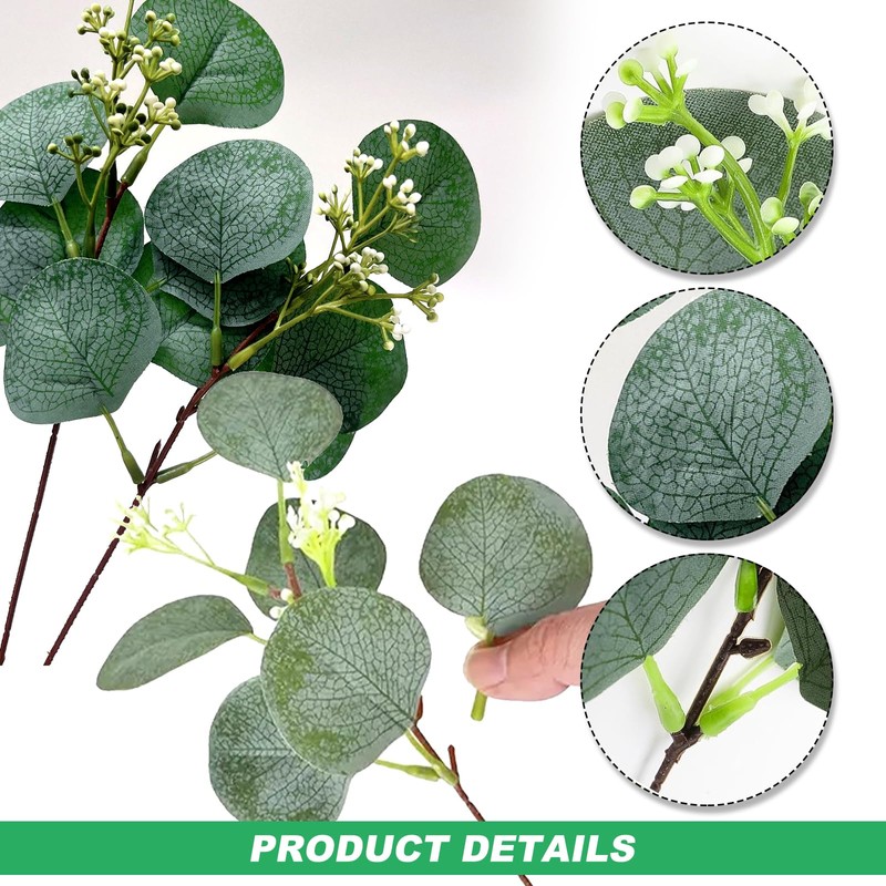 HONQX Artificial Eucalyptus Stems, 24 Pcs Gypsophila Artificial Flowers Greenery
