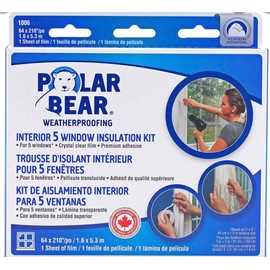 Polar Bear Weatherproofing Standard 5 Window Insulation Film Kit - 62 Inch x 210 Inch - Crystal Clear Film
