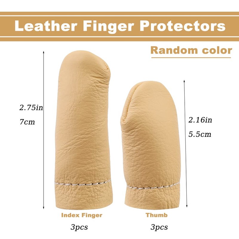 3 Pairs Leather Finger Protector Needle Felting Knitting Finger Thimble