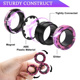 Kickidz 9Pcs Magnetic Rings Fidget Toy Set, ADHD Anxiety Magnetic Fidget Toys Adults Fidget Spinner Rings for Relief, Gifts for 8+ Year Old Teen Boy Girl (Multicolored-9Pcs-B)