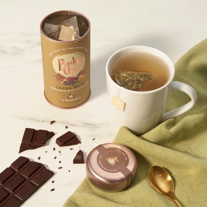 Pinky Up Cocoa Maté Tea Bags in Tin, Yerba Maté