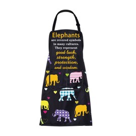 FUSTMW Elephant Gifts Elephant Apron with Pockets Elephant Inspirational Gifts for Elephant Lover Cooking Kitchen Chef BBQ Apron (Elephant Apron)