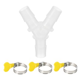 PATIKIL Drain Hose Connector 3-Way Washing Machine Drain Hose Adapter Plastic Hose Extension Adapter with 3Pcs Clamps for 0.55-0.6 Inch Air Conditioner Dishwasher Water Pipe