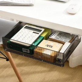 Cajon para Escritorio, Accesorios para Escritorio, CajóN Debajo Autoadhesivo para Debajo Del Escritorio, Organizador de Escritorio, para Oficina, Escuela y Hogar (Negro, M)