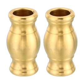 PATIKIL 18x33mm Solid Brass Lamp Neck, 2 Pack Threaded Turned Brass Spindle Slips Lamp Finial Pipe Coupling for Lamp Decoration