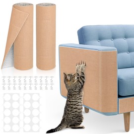 2PCS Anti Cat Scratch Furniture Protector, 78.7"x15.8" Couch Protector from Cat Claws, Trimmable DIY Cats Scratch Carpet Mat for Sofa, Wall, Couch Corner, Cat Tower, Self-Adhesive Scratch Pad(Khaki)