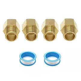 4 Pcs 1/2" MNPT x 1/2" FNPT Thread Brass Hex Hose Fittings, 1/2" Female to Male NPT Brass Pipe Fitting Adapters with 2pcs Teflon Tapes