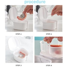 Denture Case Orthodontic Dental Retainer Box False Teeth Storage Container Dentures Container with Filter for Home & Travel