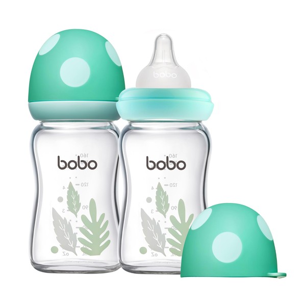 YOHKOH Natural Glass Baby Bottle with Natural Response Nipple, Newborn