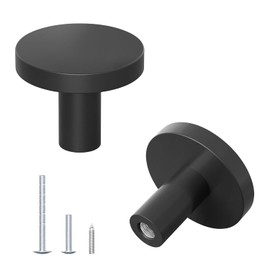 DonYoung 2 Pack Cabinet and Drawer Knobs, Bifold Barn Door Handle- Stylish Round Pulls for Bi-Folding Sliding Barn Door, Kitchen, Dressers, Cupboard and Closets, Matte Black